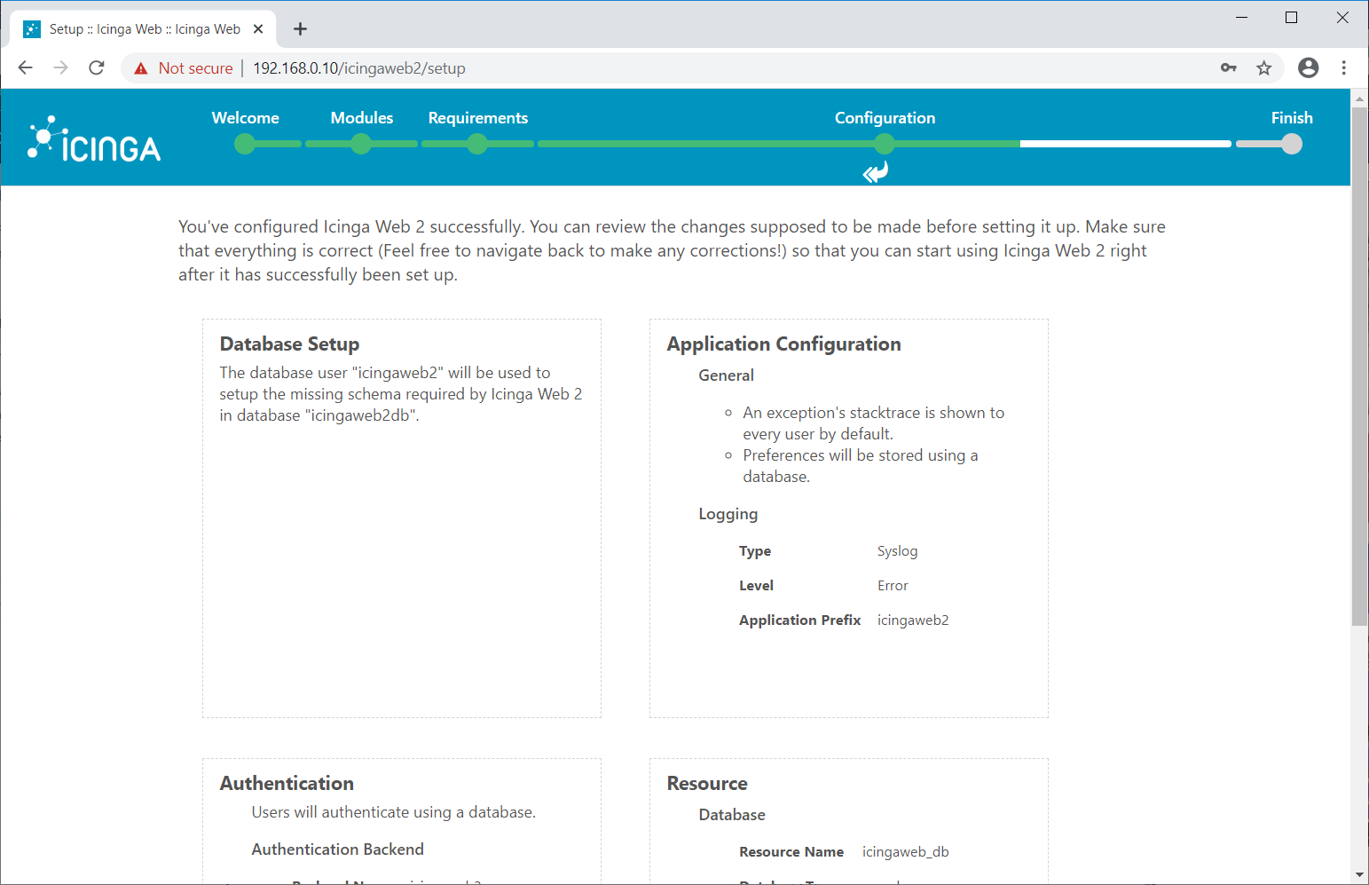 Review Icinga Web 2 Settings