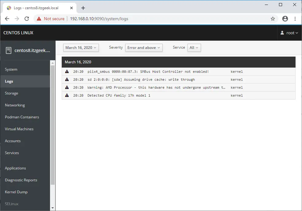 View System Logs with Cockpit