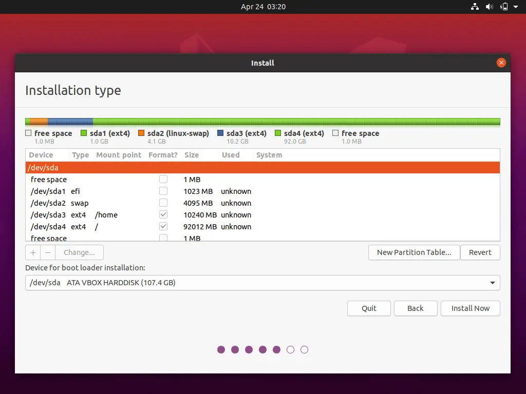 UEFI Partitions List