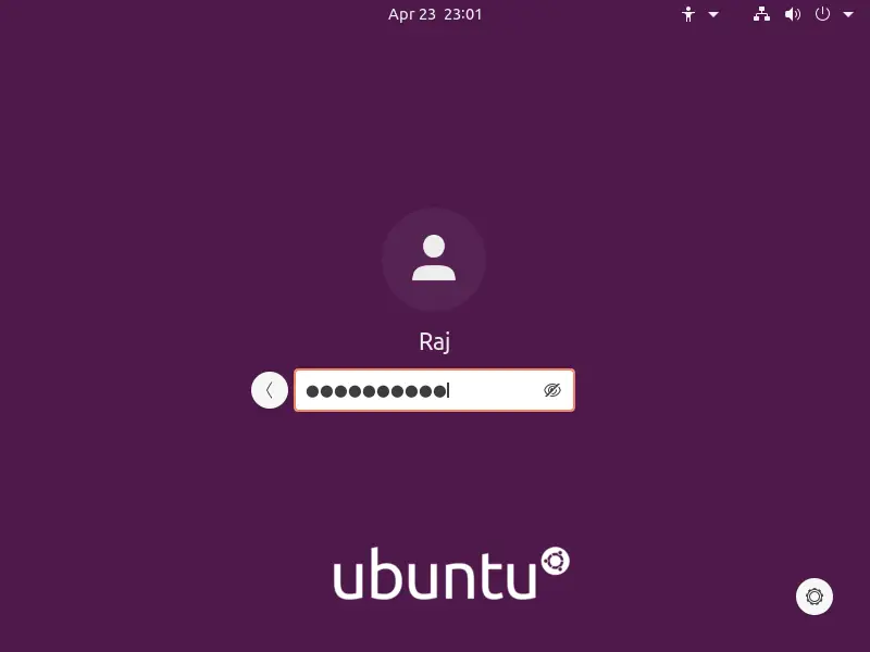 Ubuntu 20.04 Login Screen