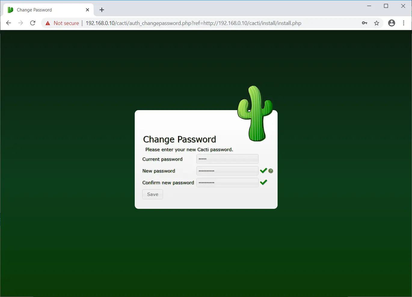 Change Cacti Admin Password
