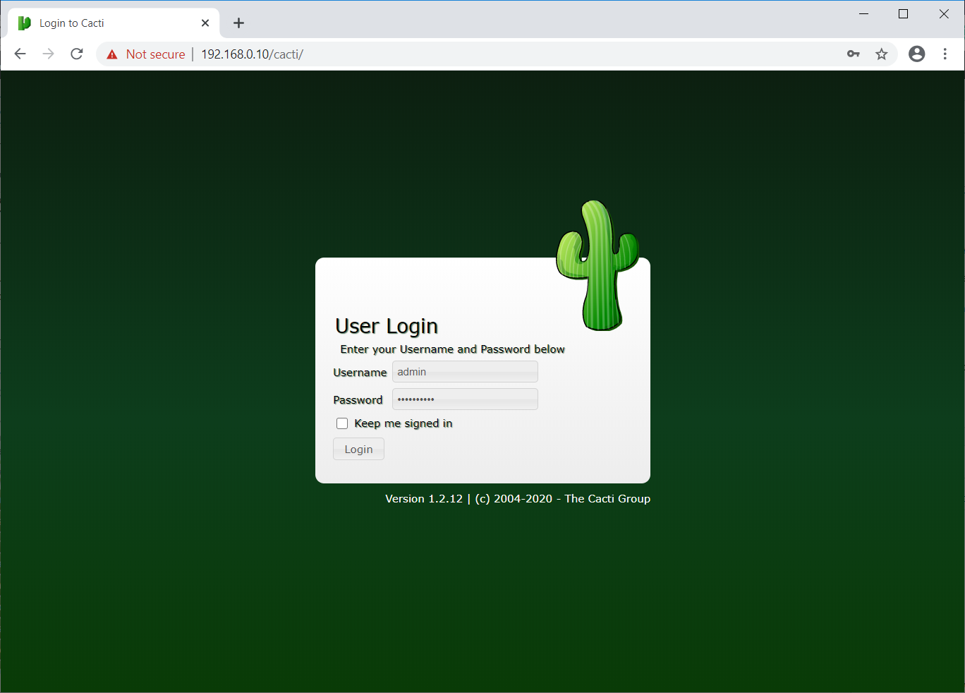 Login To Cacti