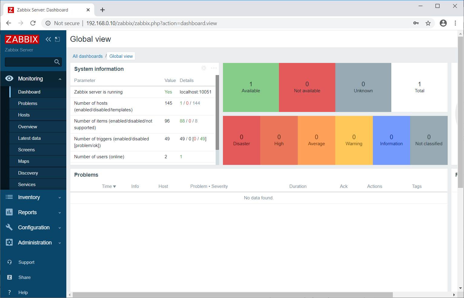 Zabbix 5.0 Dashboard