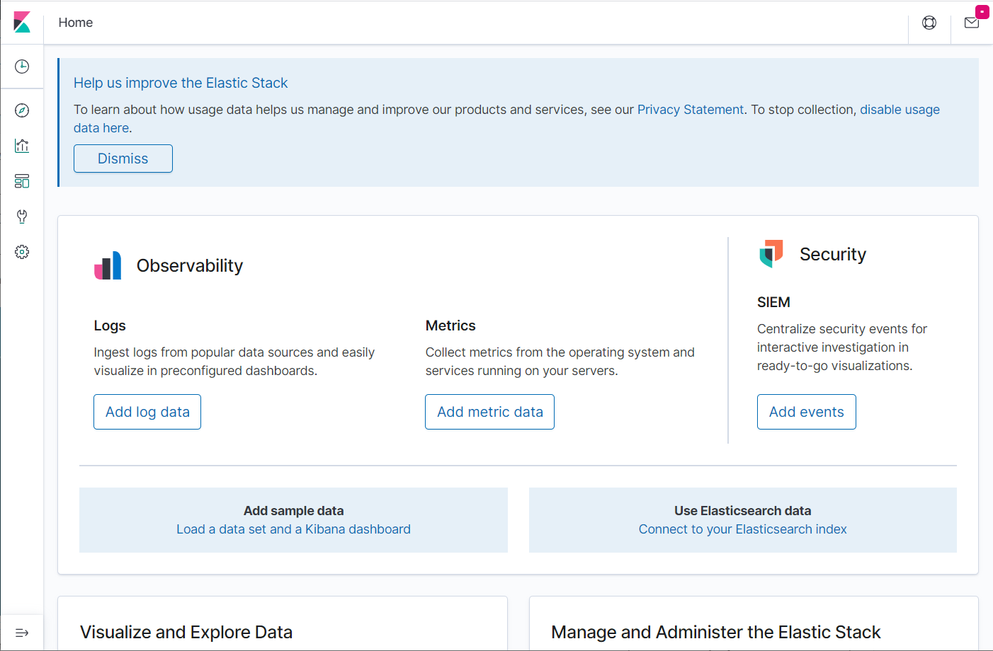 Kibana’s Starting Page