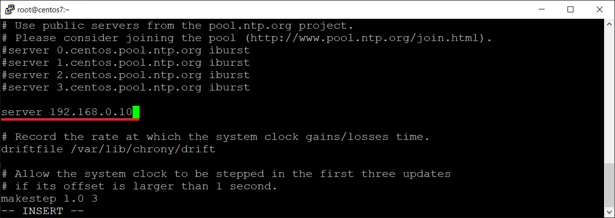 Chrony configuration for NTP in centos