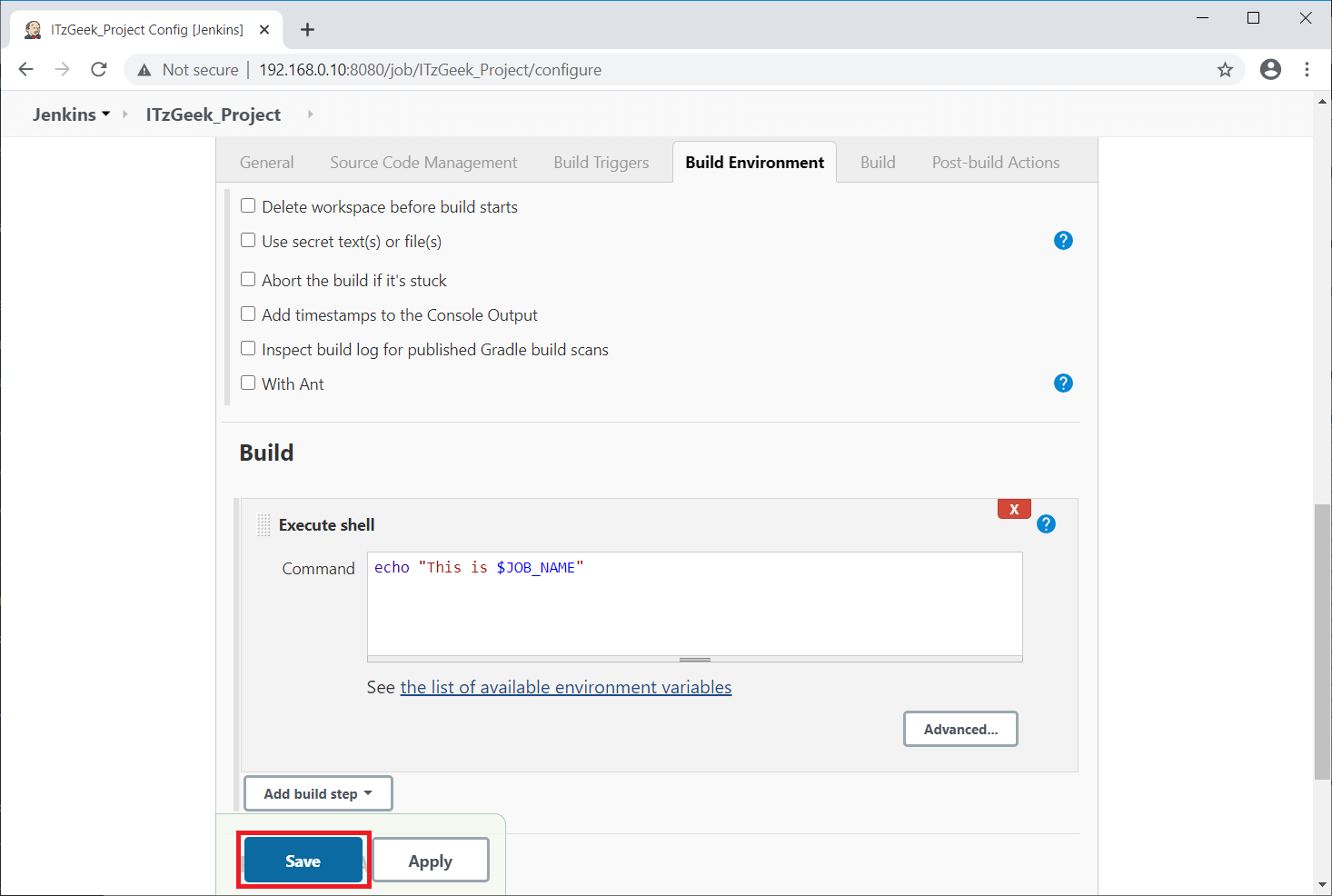 Shell Build Command