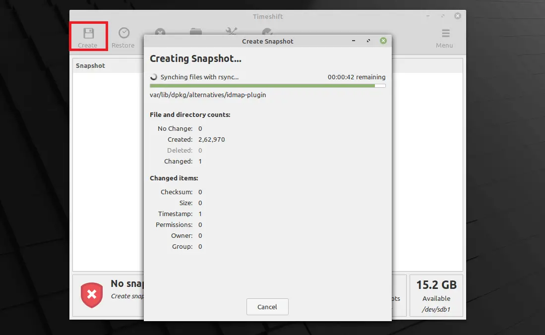 Snapshot In Progress