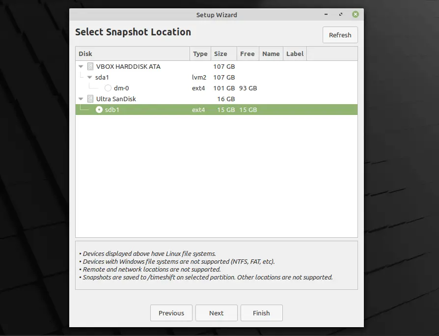 Snapshot Location