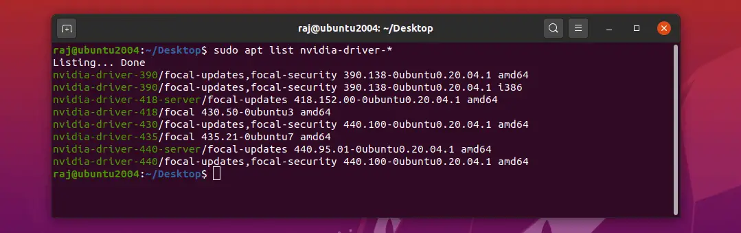 Available Nvidia Driver Versions