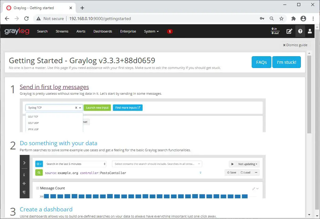 Graylog Getting Started Page