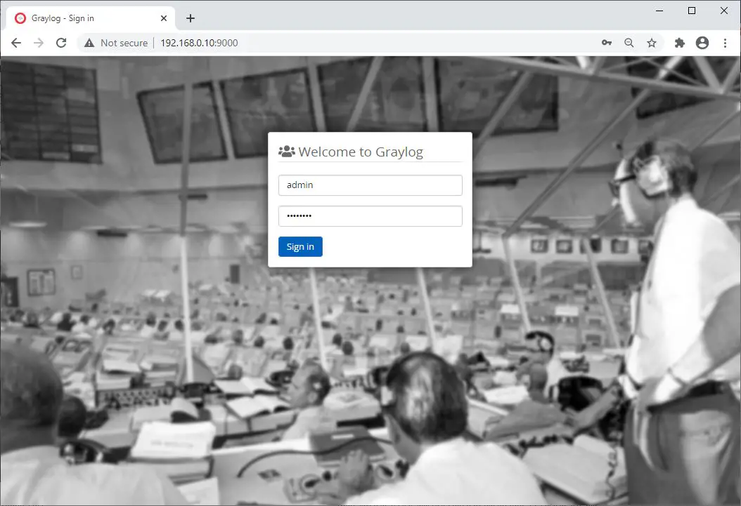 Graylog Login Screen