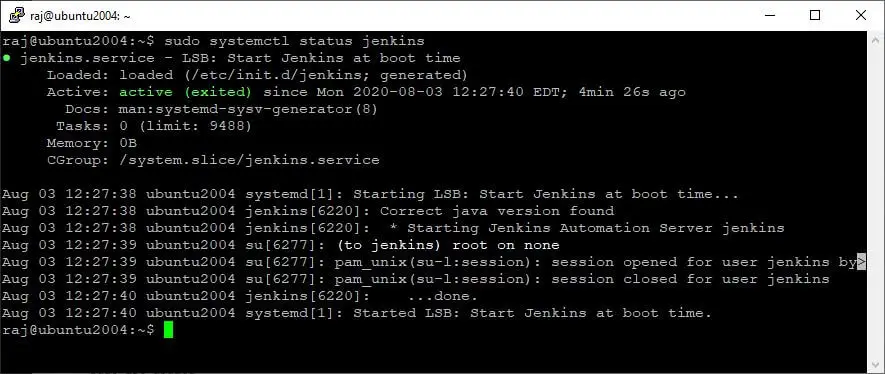Jenkins Service Status On Ubuntu