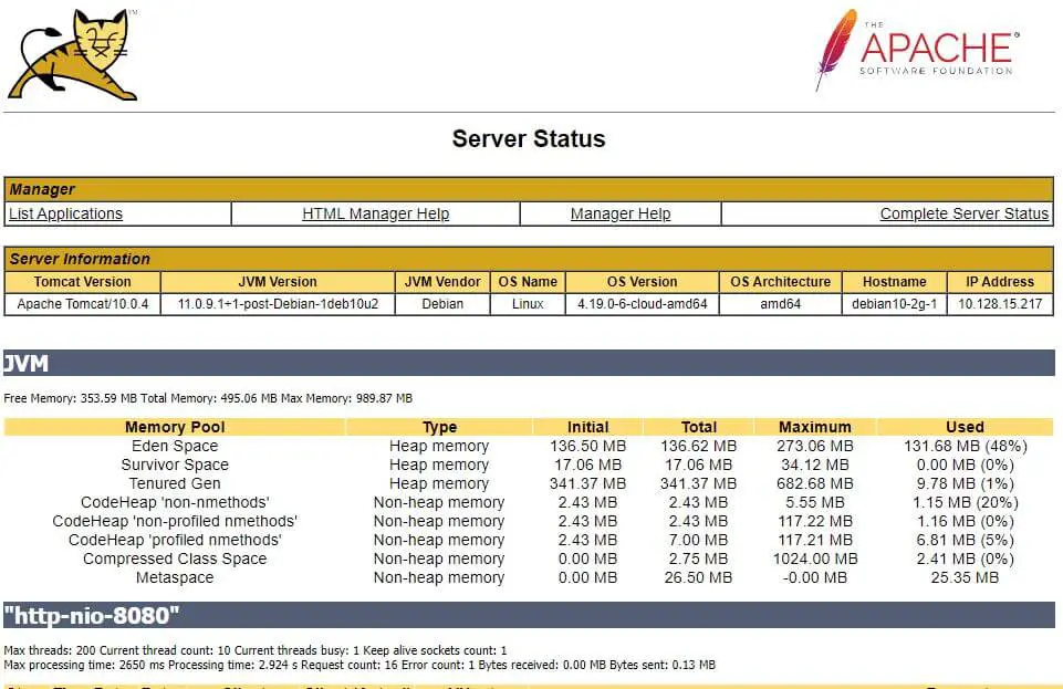 Tomcat Server Status