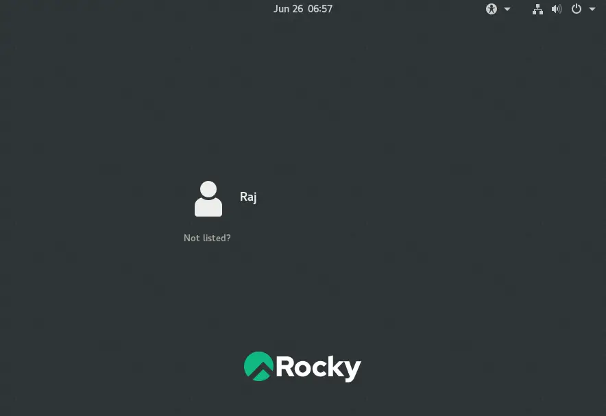 Rocky Linux 8 Login Screen