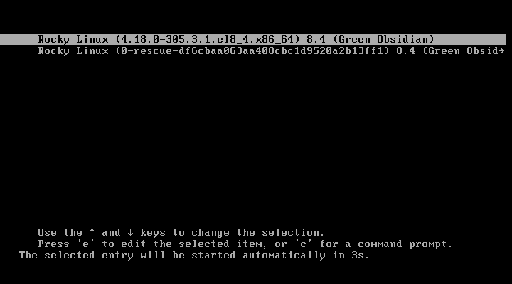 Rocky Linux 8 Menu