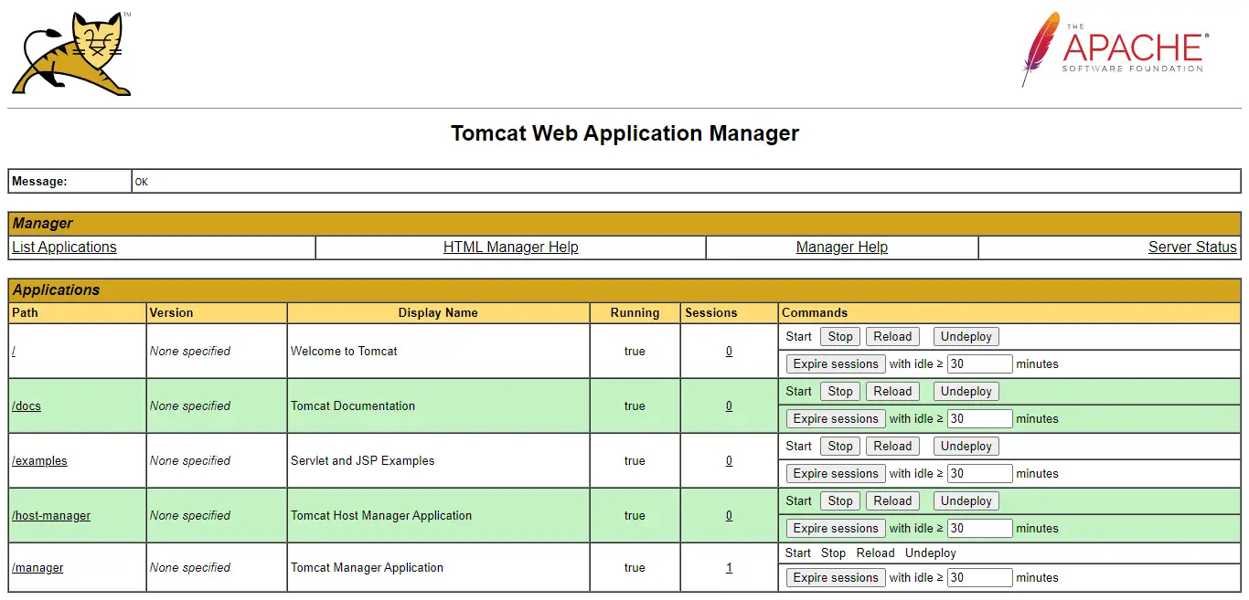 Tomcat Web Application Manager