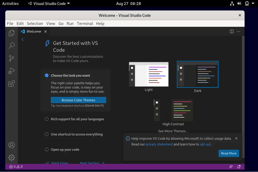 Visual Studio Code Running on Debian