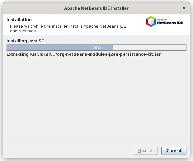 Apache NetBeans IDE Installation Completed