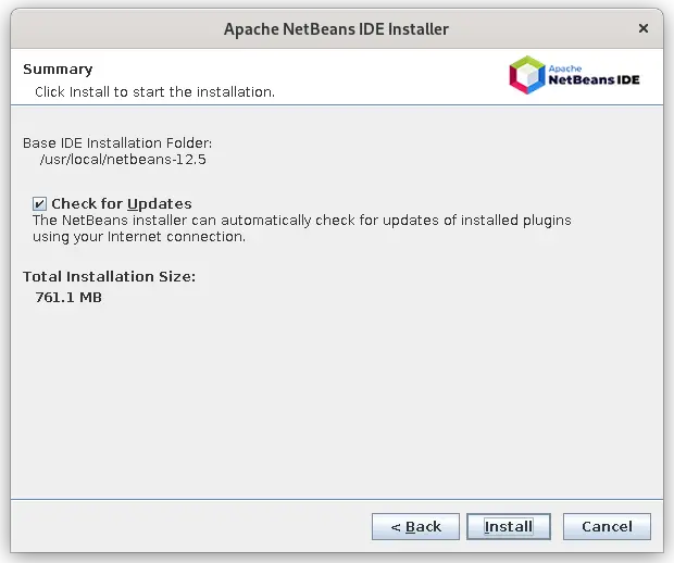 Apache NetBeans Installation Summary