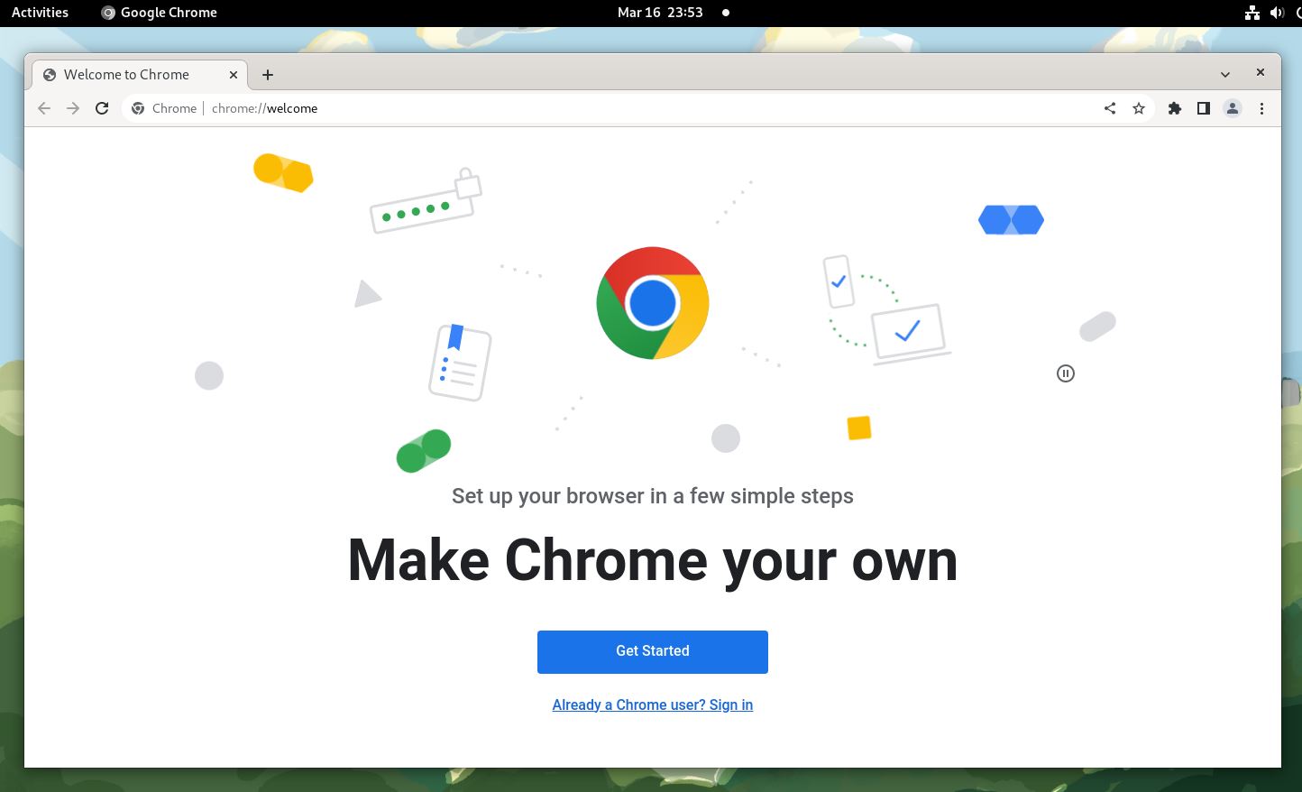 Google Chrome browser running on Fedora 37