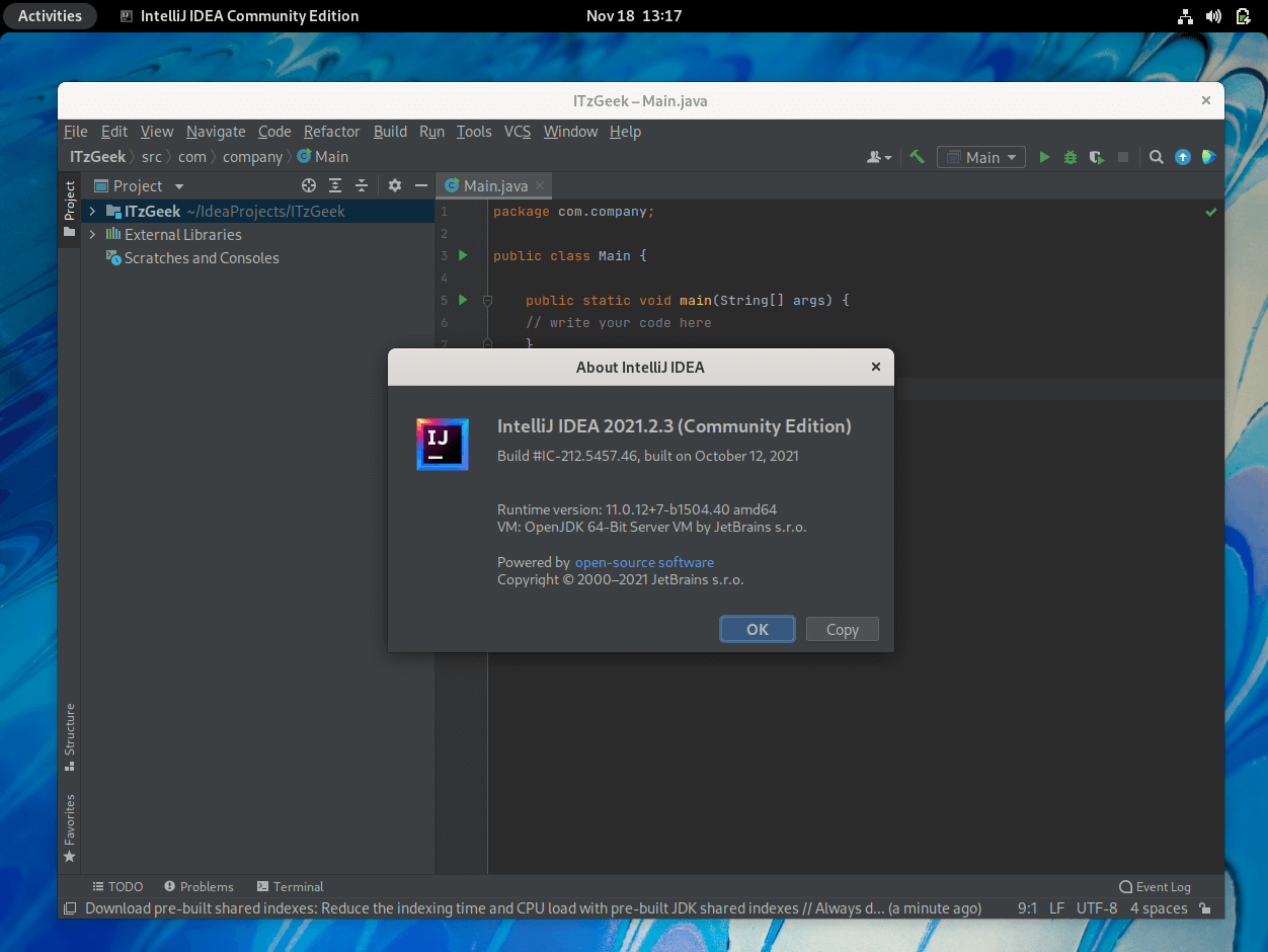 IntelliJ IDEA Running on Fedora