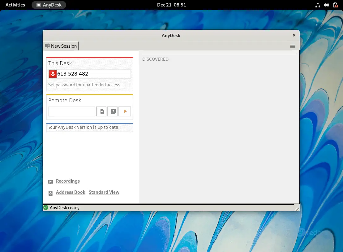 AnyDesk Running on Fedora 35