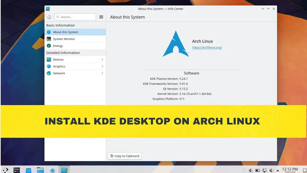 Install KDE Desktop on Arch Linux