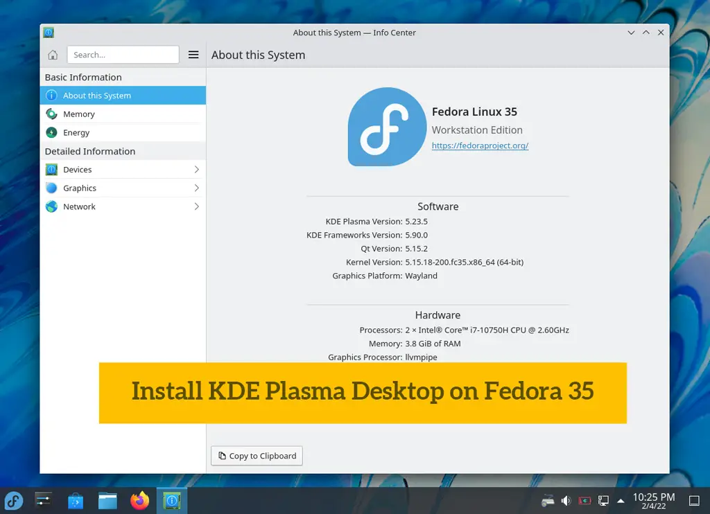 Install KDE Plasma Desktop on Fedora 35