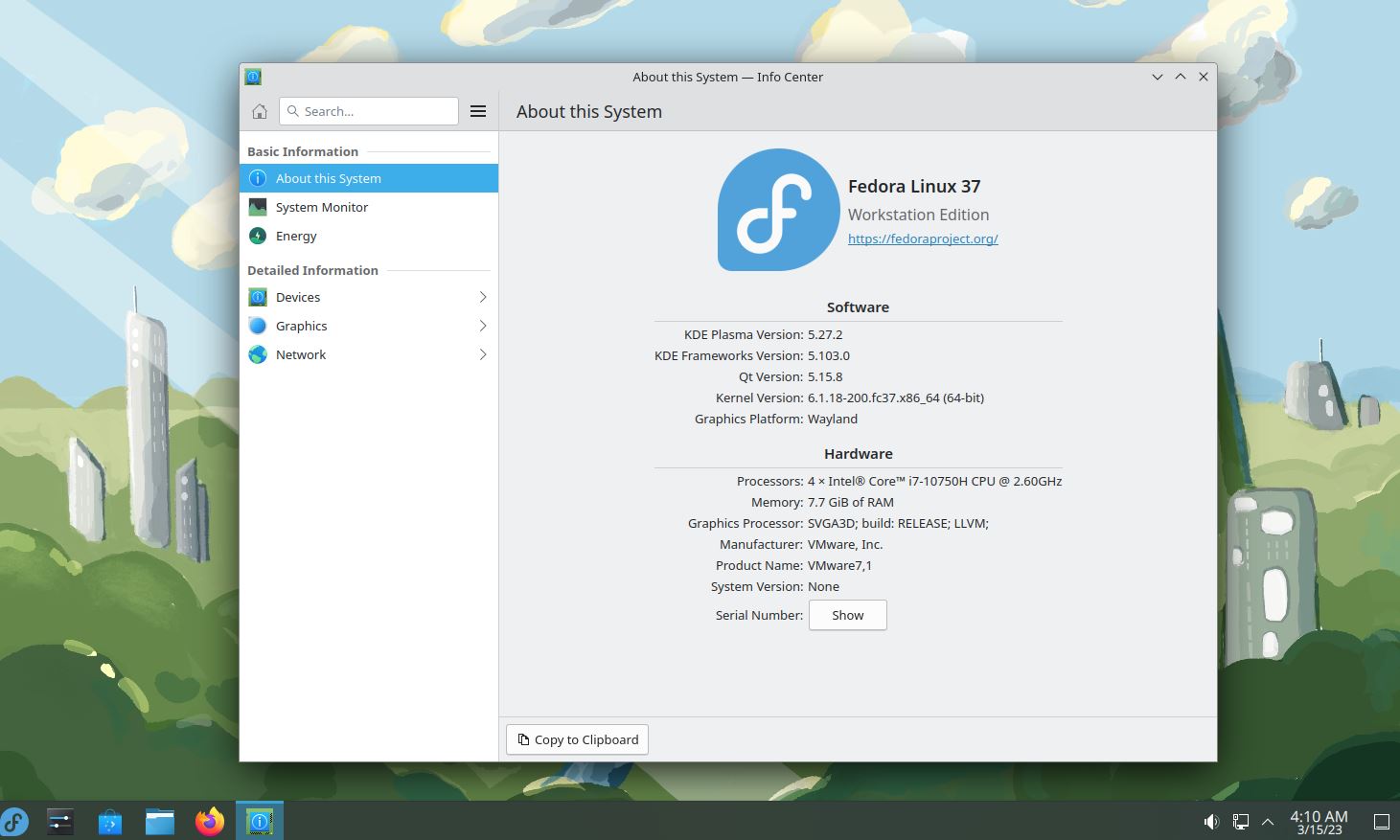 KDE Plasma Desktop On Fedora 37