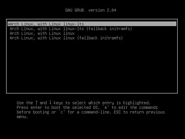 GRUB Menu Under Advanced Options