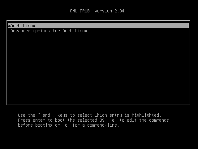 GRUB Menu on Arch Linux