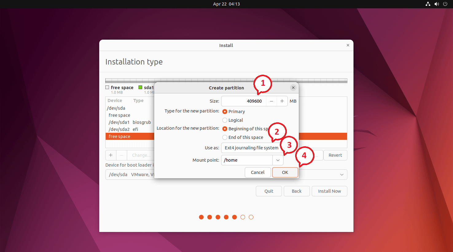 Create HOME Partition