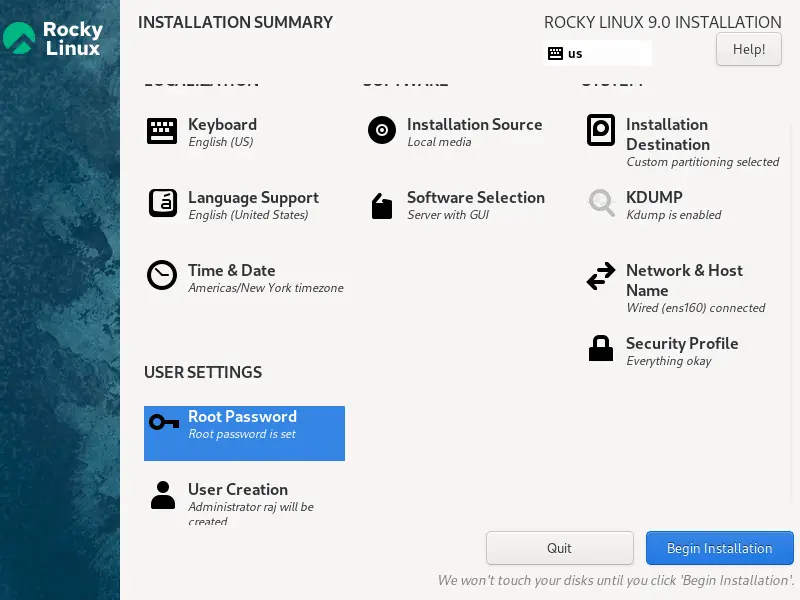 Begin Rocky Linux 9 Installation