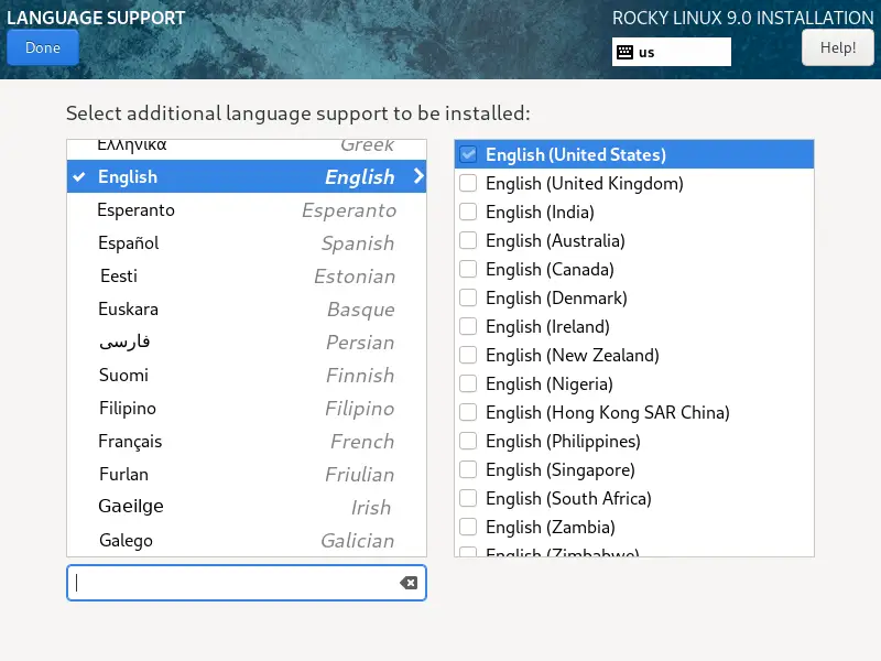 Install Additional Language Support