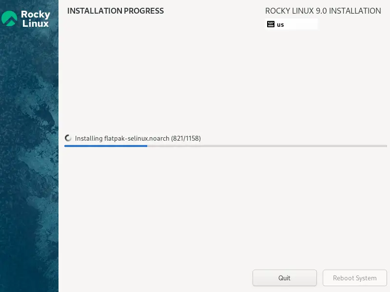 Rocky Linux 9 Installation In Progress