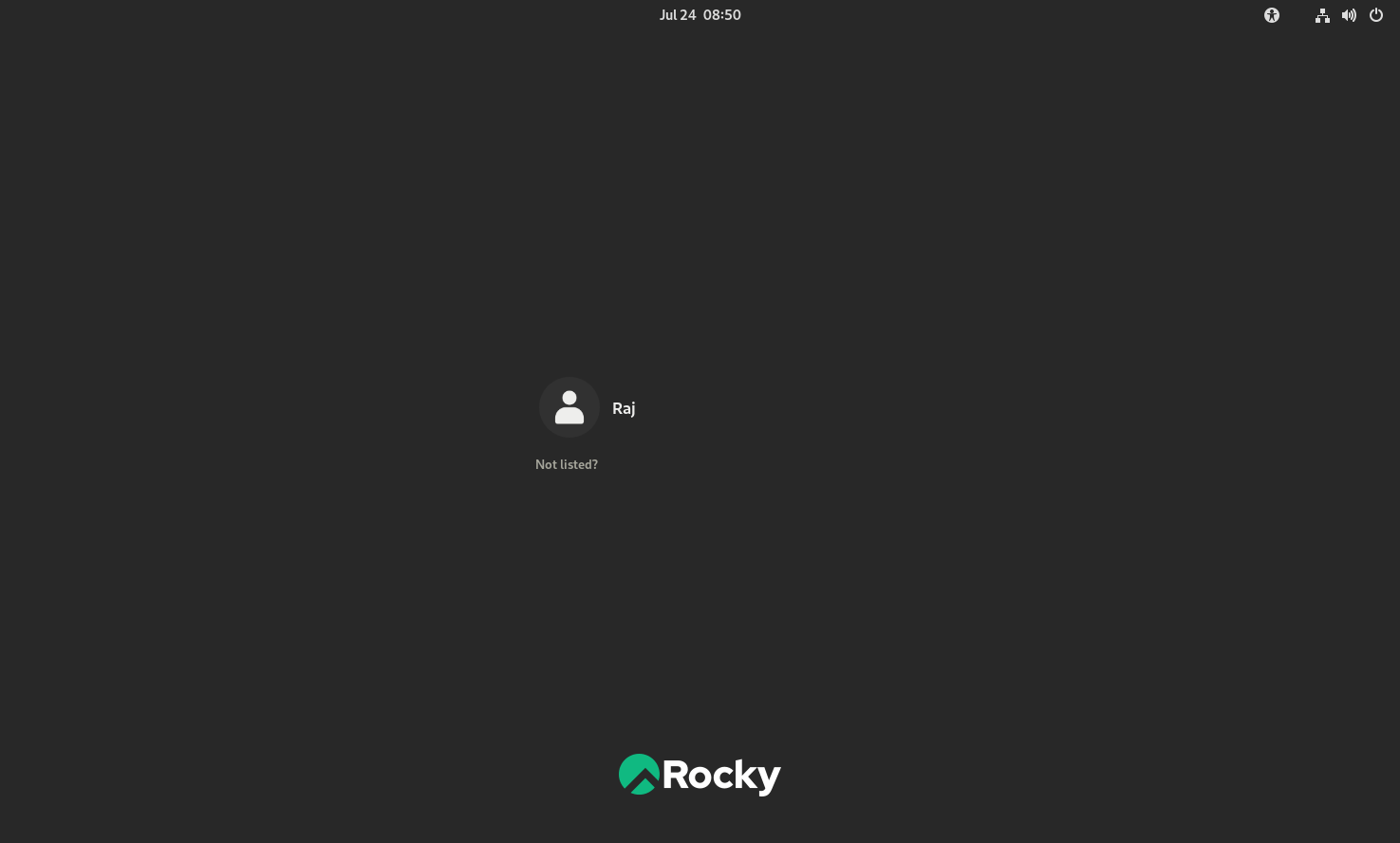 Rocky Linux 9 Login Screen