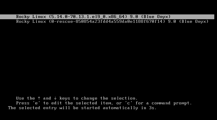 Rocky Linux Boot Menu