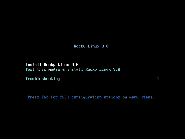 Rocky Linux 9 Installation Menu
