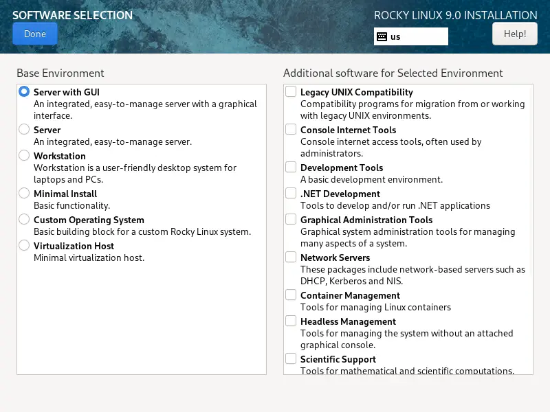 Rocky Linux Installation Type
