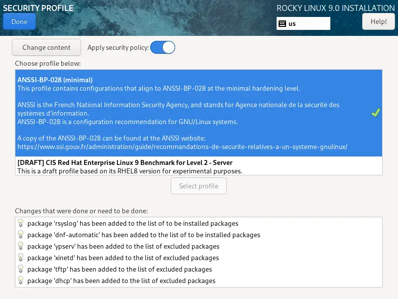 Rocky Linux Security Profile